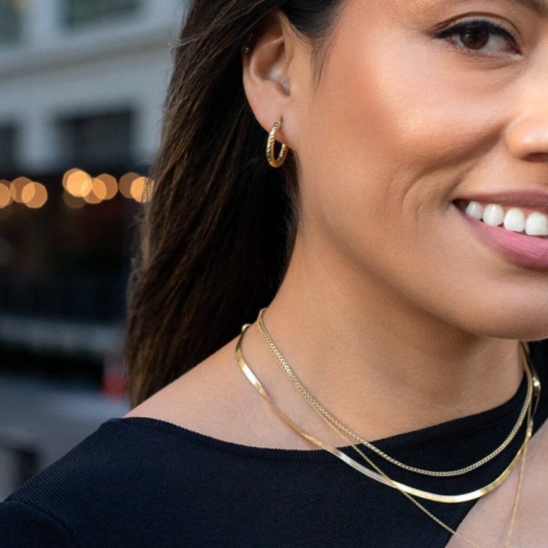 Faceted Gold Hoop Earrings