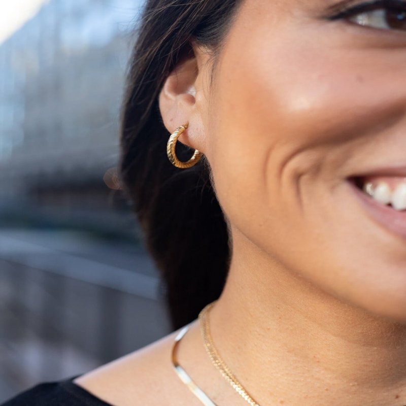 Faceted Gold Hoop Earrings