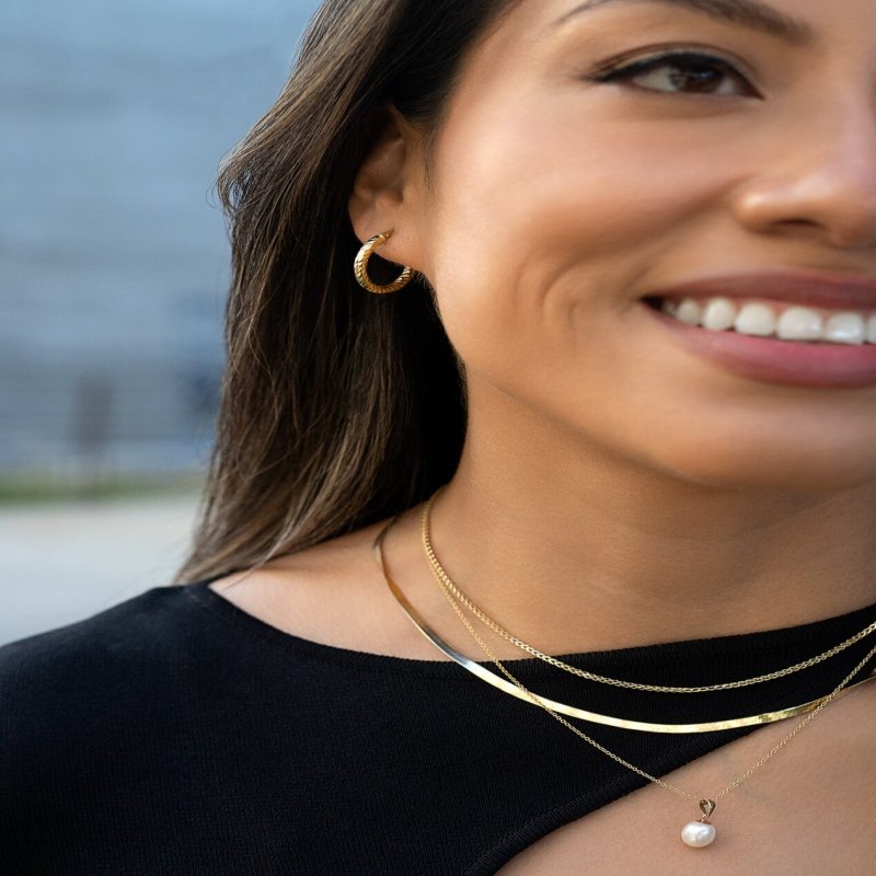 Faceted Gold Hoop Earrings