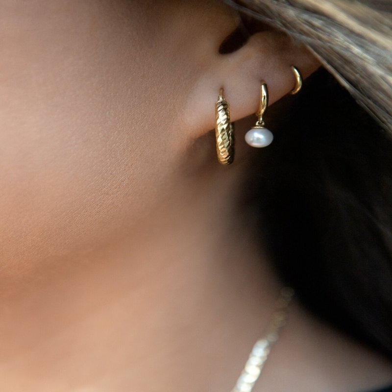 Faceted Gold Hoop Earrings